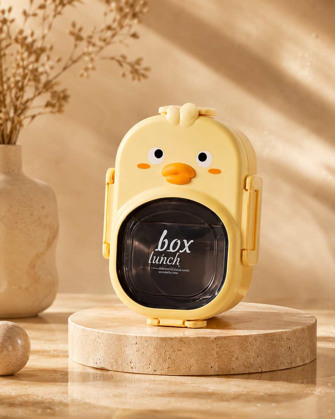 Cute Chick Kids Stainless Steel Lunch Box with 2 Compartments – Stylish Bento Tiffin Box for School &amp; Travel-LB6743