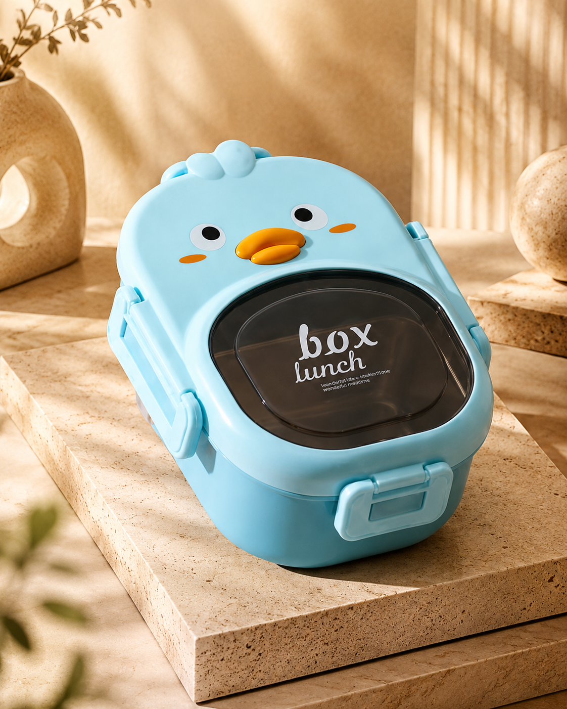 Cute Chick Kids Stainless Steel Lunch Box with 2 Compartments – Stylish Bento Tiffin Box for School &amp; Travel-LB6743