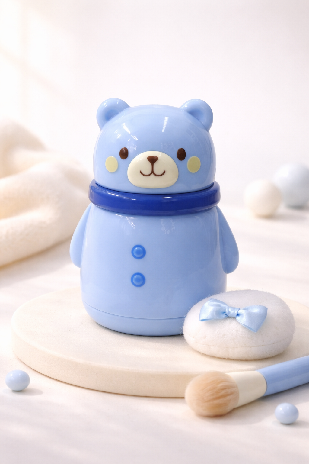 Cute Bear Shaped Baby Powder Puff Container with Soft Applicator-TLB6131