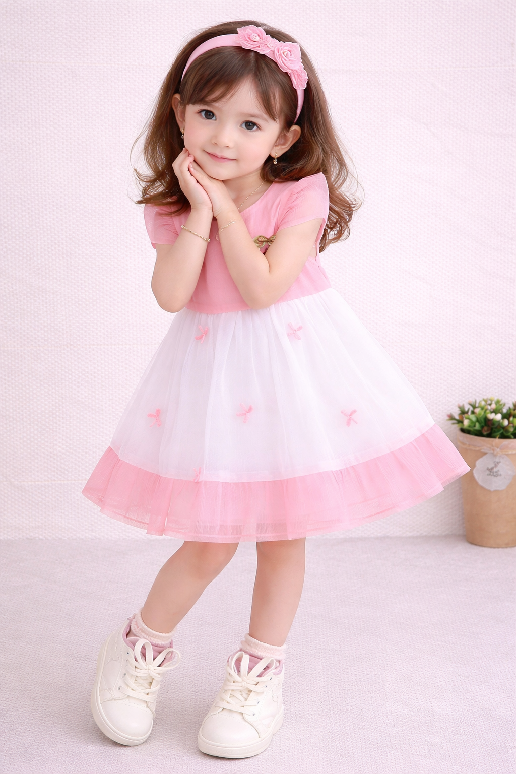 Girls Embroidered Tulle Party Dress-TLB26219