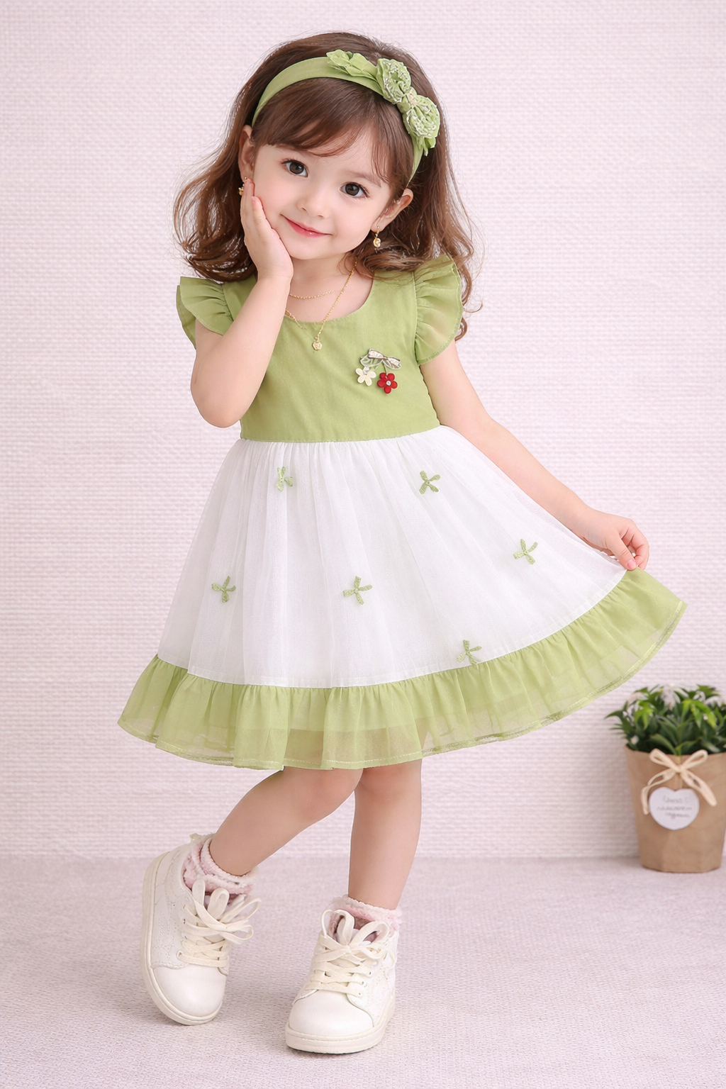 Girls Embroidered Tulle Party Dress-TLB26219