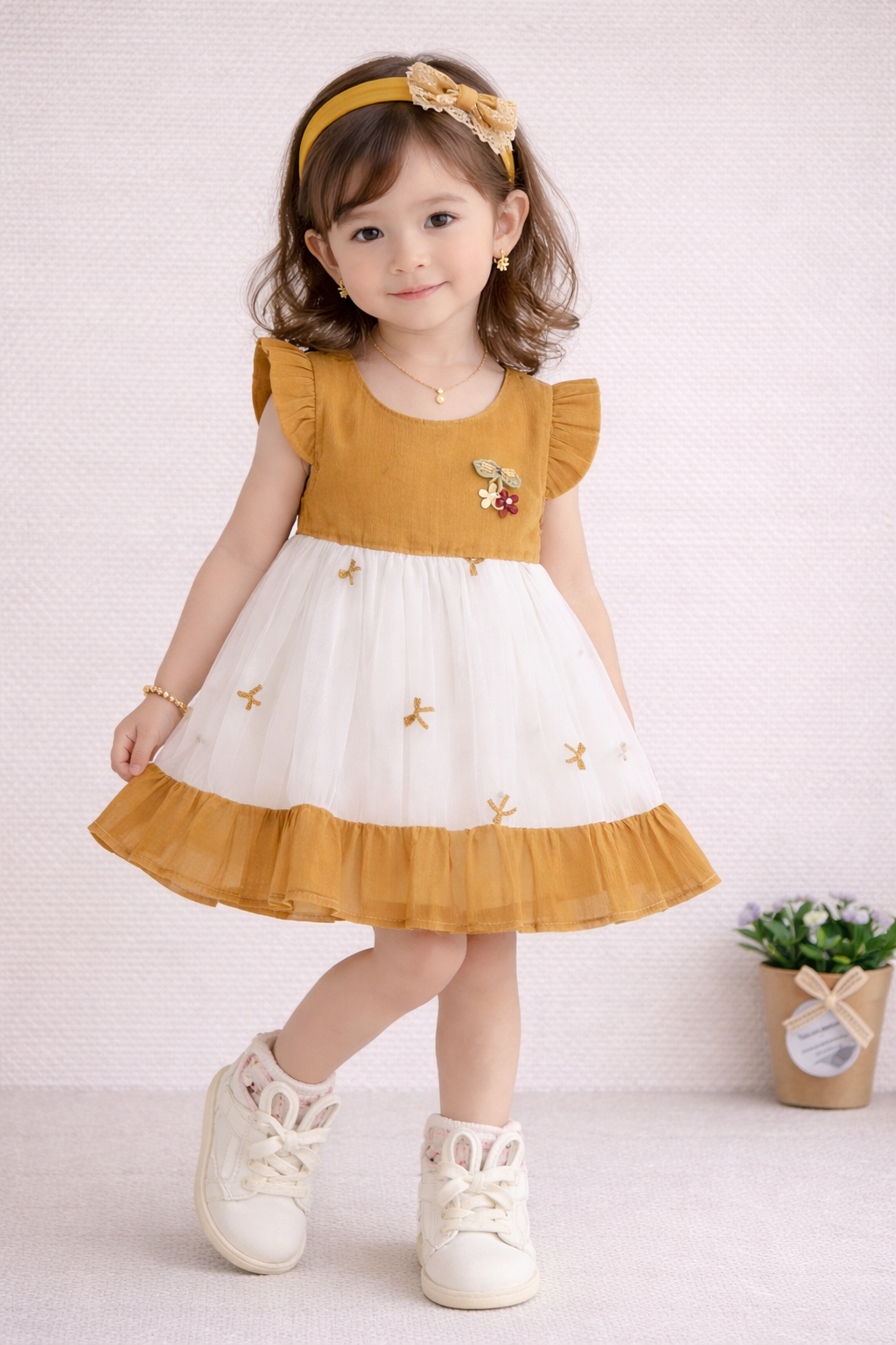 Girls Embroidered Tulle Party Dress-TLB26219