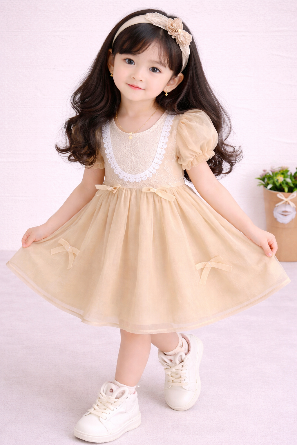 Girls Lace Yoke Tulle Party Dress-DD26212