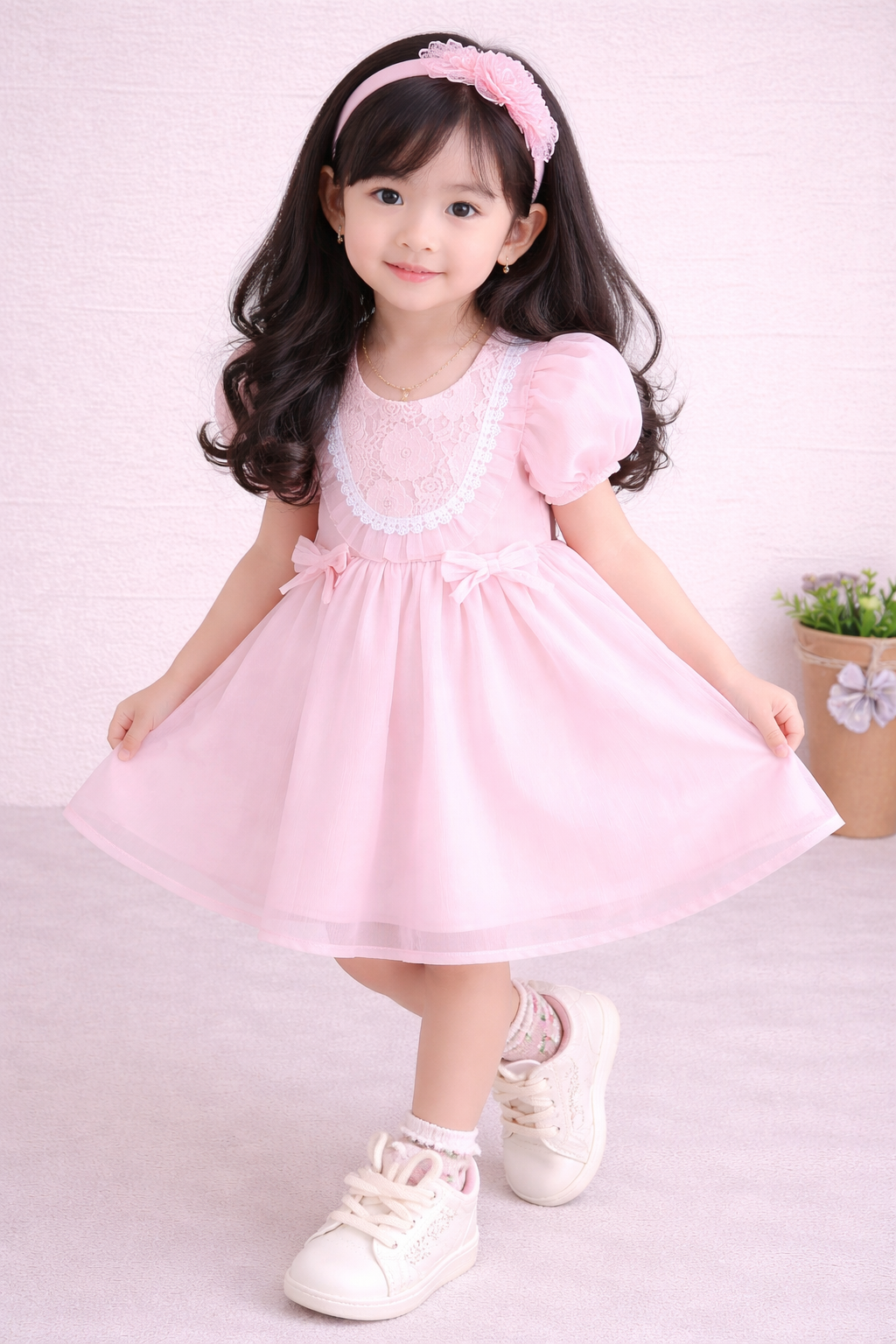 Girls Lace Yoke Tulle Party Dress-DD26212