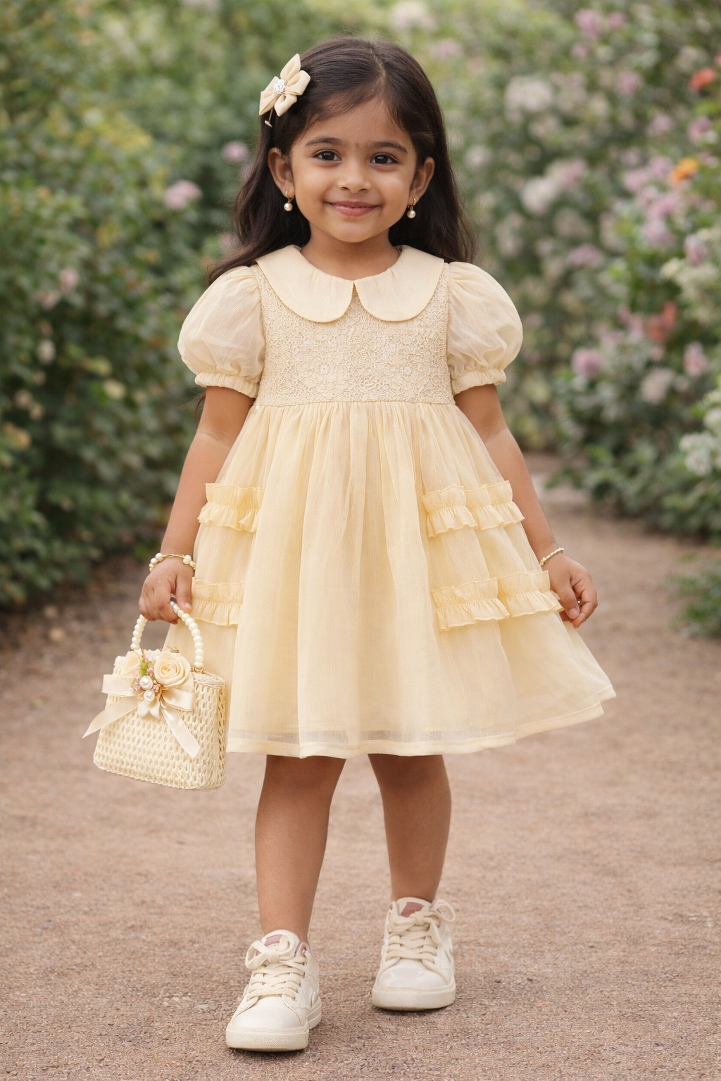 Girls Lace Bodice Layered Tulle Party Dress-DD26210