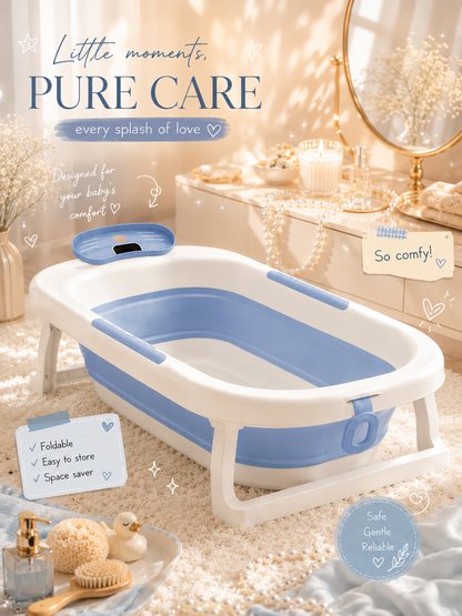The Little Bunny Foldable Baby Bath Tub for Newborn &amp; Toddlers | Portable Anti-Slip Baby Bathtub with Comfortable Support | Space Saving Kids Bathing Tub-BC9002