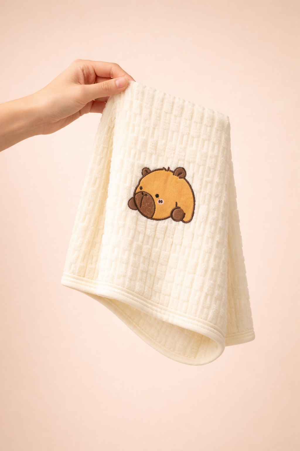 The Little Bunny Plush Ribbed Baby Towel | Extra-Soft, Highly Absorbent &amp; Gentle on Delicate Skin