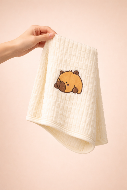 The Little Bunny Plush Ribbed Baby Towel | Extra-Soft, Highly Absorbent &amp; Gentle on Delicate Skin