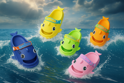 Cute Cartoon Animal Clogs for Kids with Backstrap – “SHARK” Design