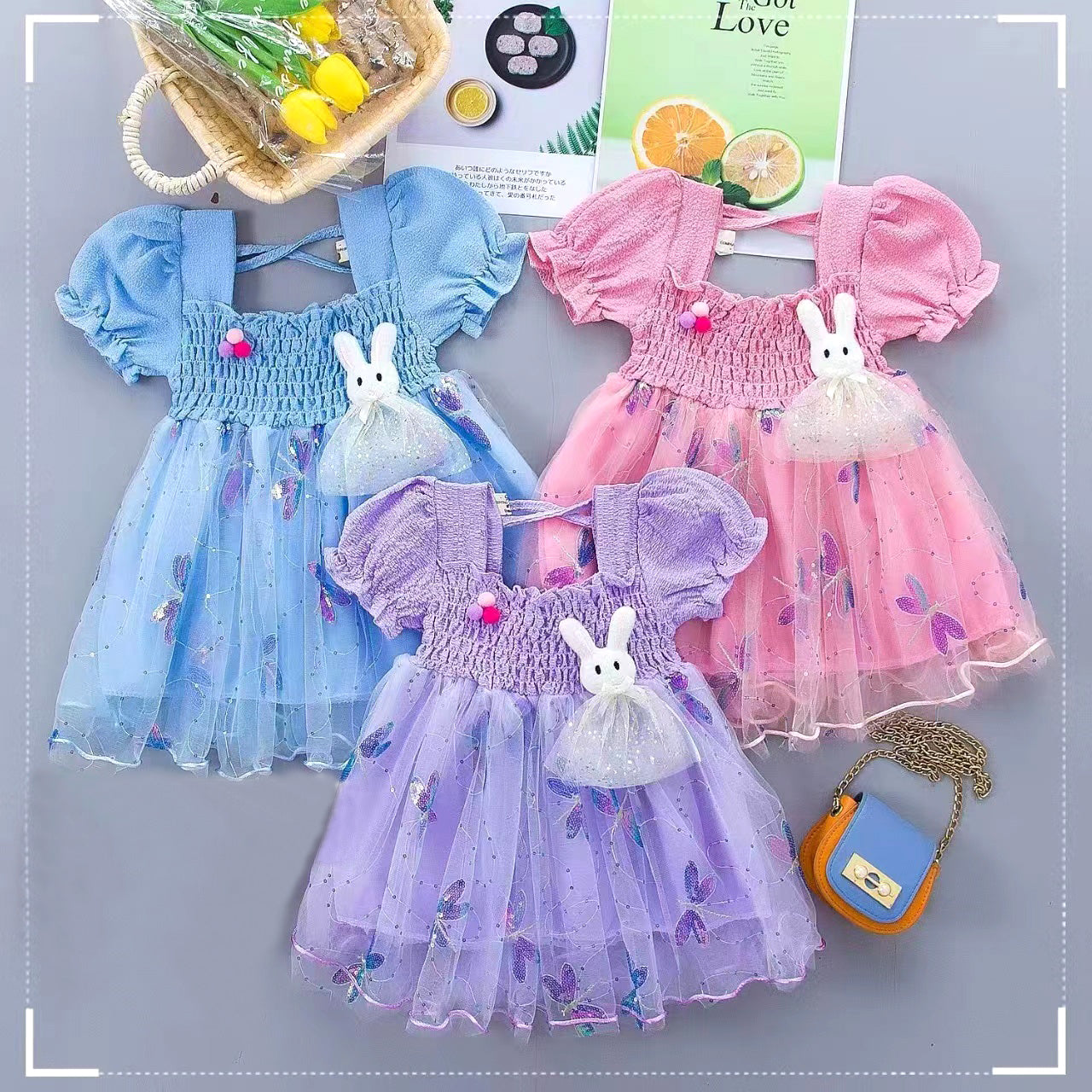 Bunny Applique Butterfly Symphony Dress