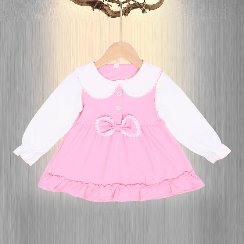 Baby Bow Cotton Full Sleeves Dress