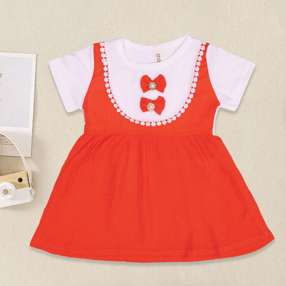 Little Bowtastic Half Sleeves Baby Frock