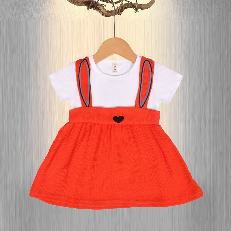 Tiny half sleeve cotton Dress with heart shape detail on waist