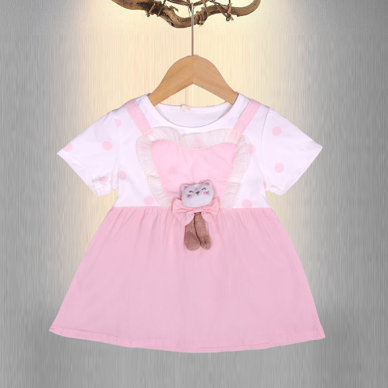 Half Sleeves Kitty Cuddle Bow Dress