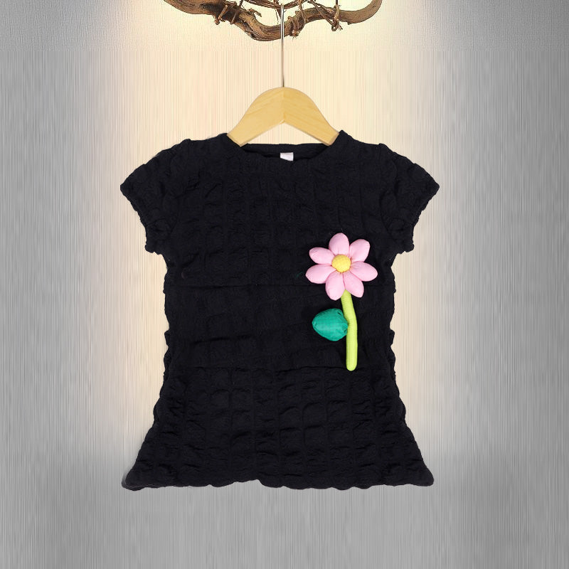 Girls Top with Flower Brooch