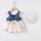 Bowtastic Charm Baby Girl Frock with Hat Ensemble