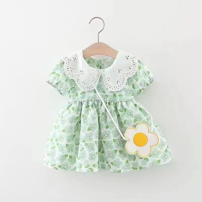 Summer Floral Print Dress With Sunflower String