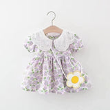 Summer Floral Print Dress With Sunflower String