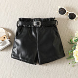 Girls top with Faux Leather Shorts & Belt