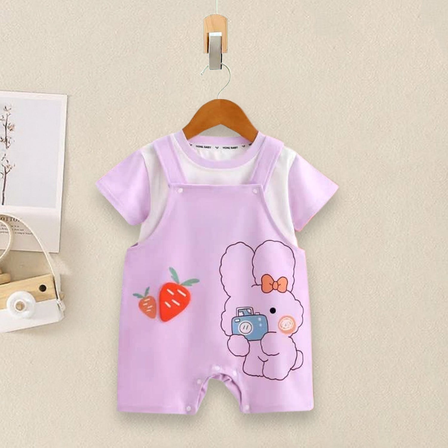 Girls Bow &amp; Bunny T-shirt, Dungaree Set