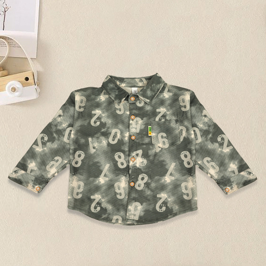 Cotton Number Print Full Sleeves Shirt