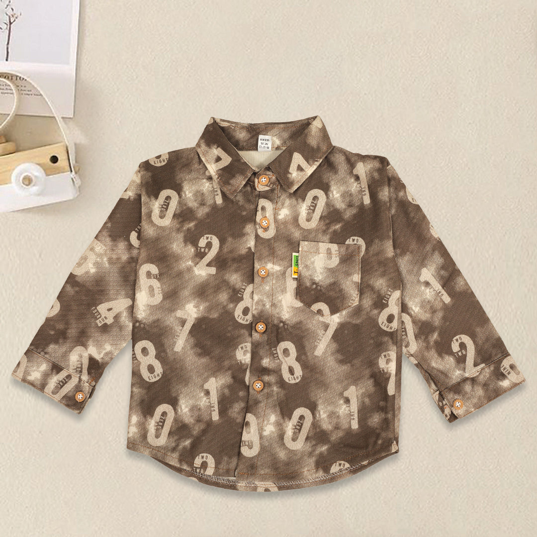 Cotton Number Print Full Sleeves Shirt