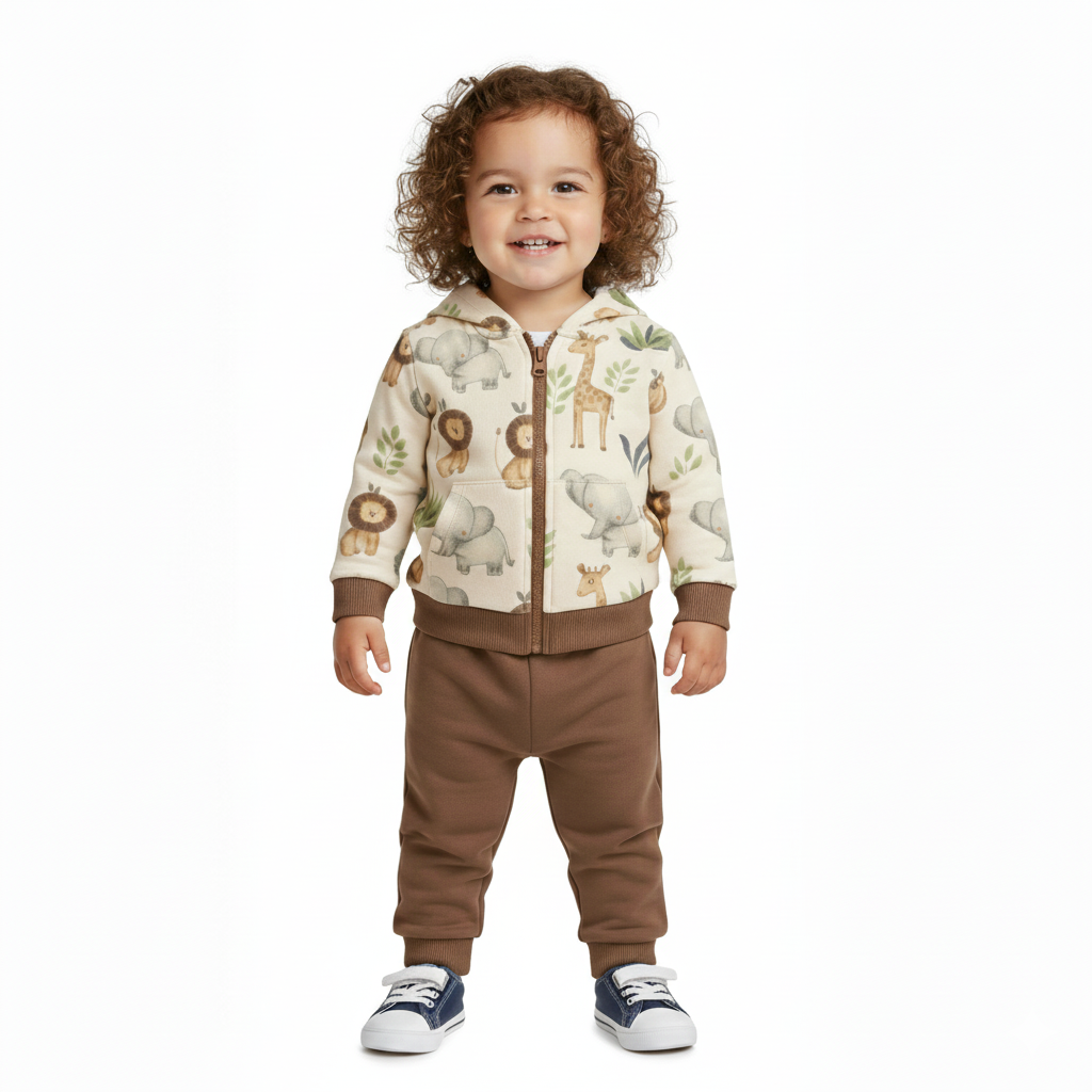 Aoli Printed Quarter-Zip Hooded Set