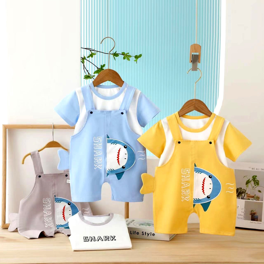 Sharky T-shirt &amp; Dungaree Set