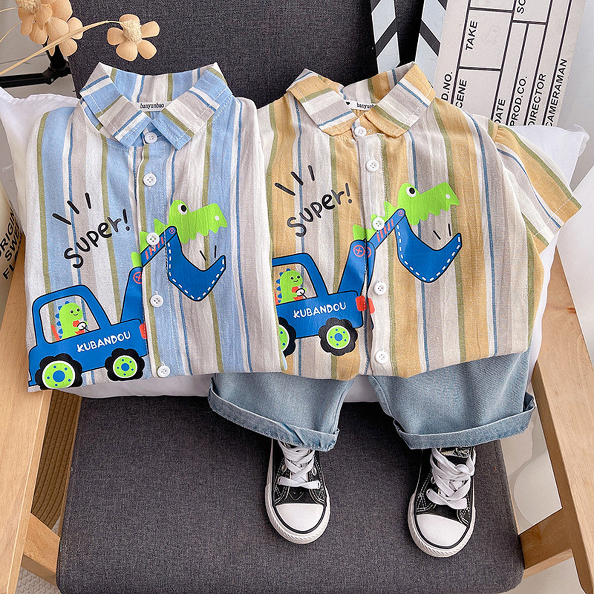 Dino Driver Boys Shirt and Shorts Set