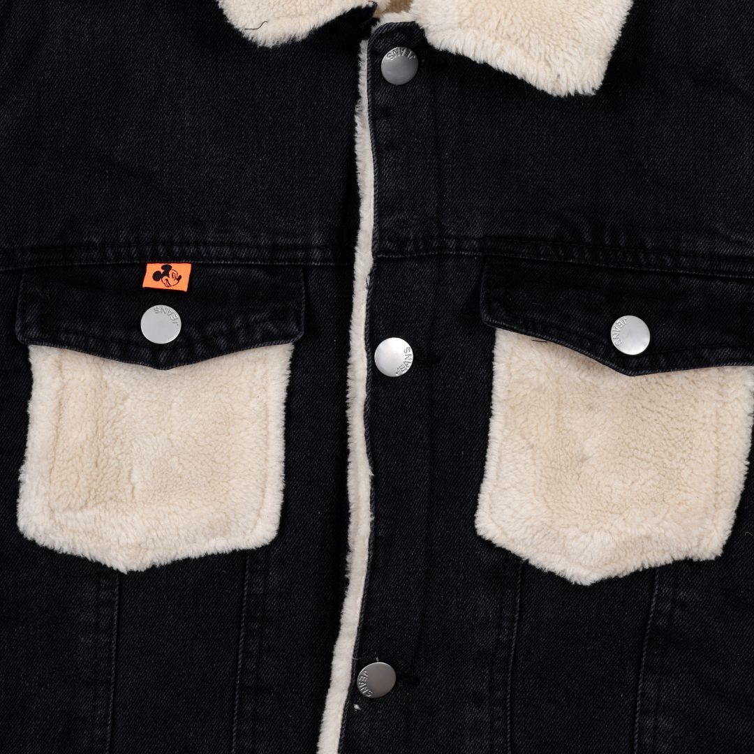 Denim Jacket with Fur Inside