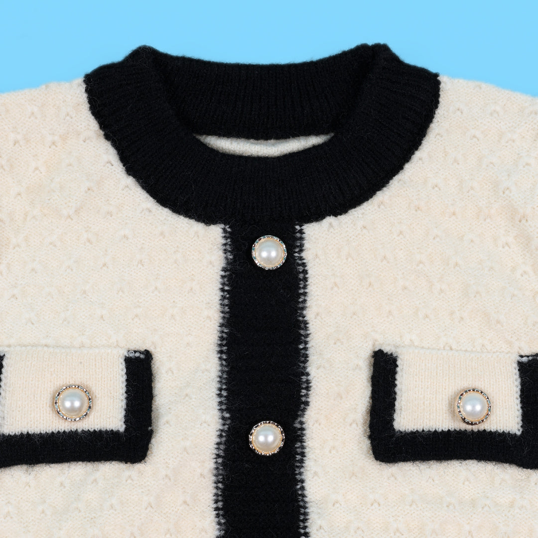 Girls Sweater with Pearl Buttons