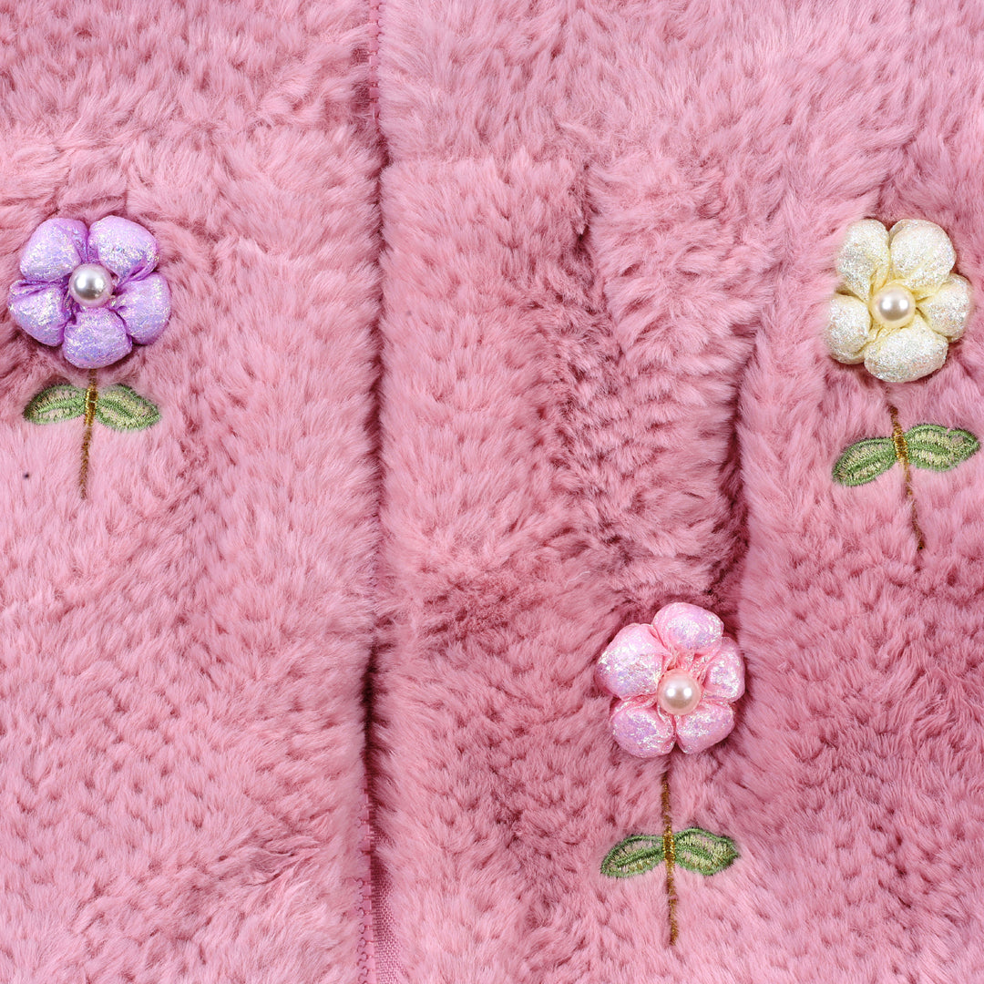 Fur Jacket with Flower Fur Purse