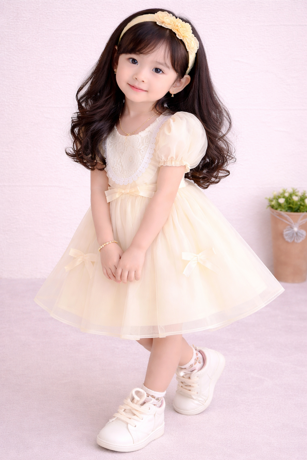 Girls Lace Yoke Tulle Party Dress-DD26212