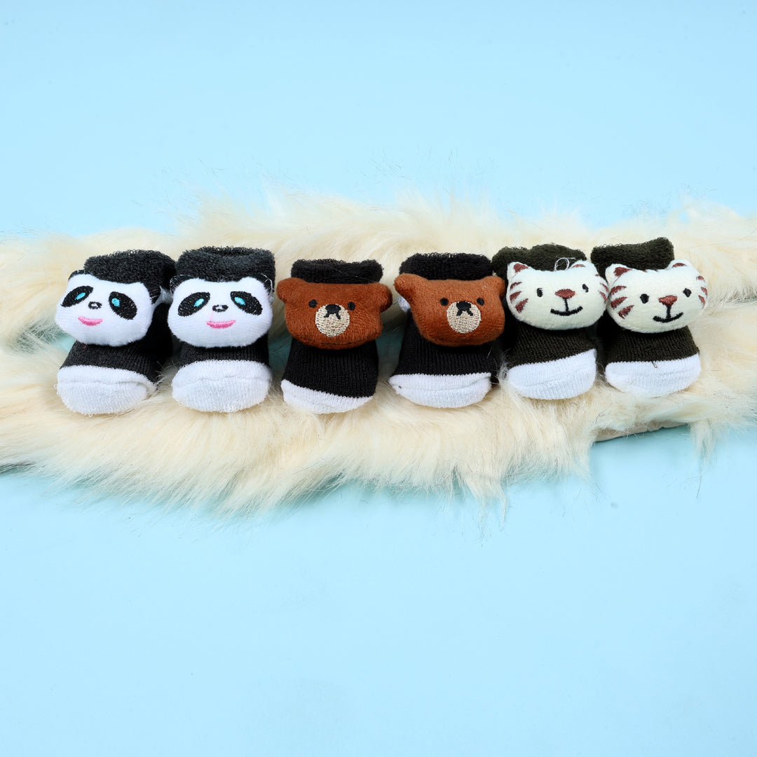 3D Animal Print Baby Socks (Pack of 3)