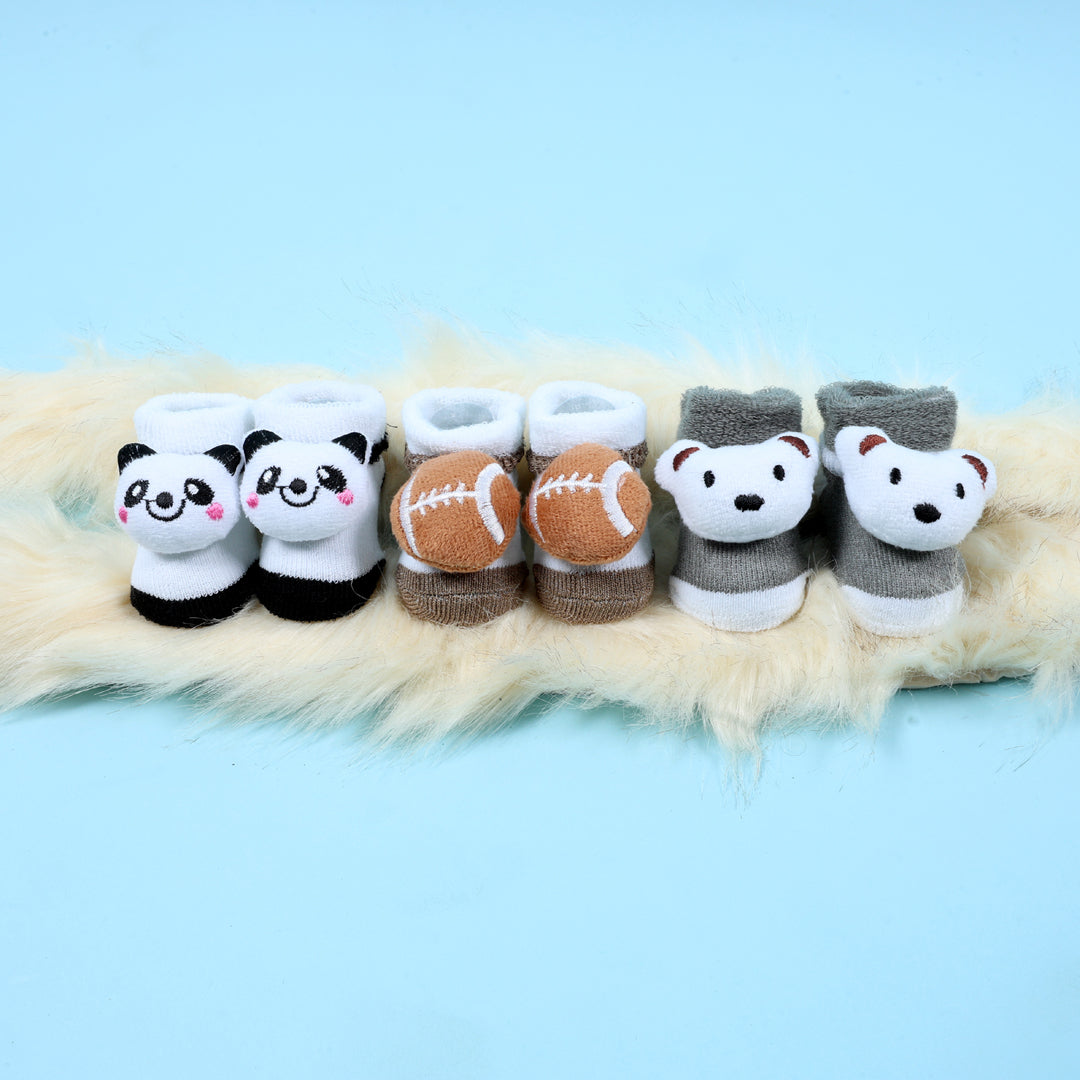 3D Animal Print Baby Socks (Pack of 3)