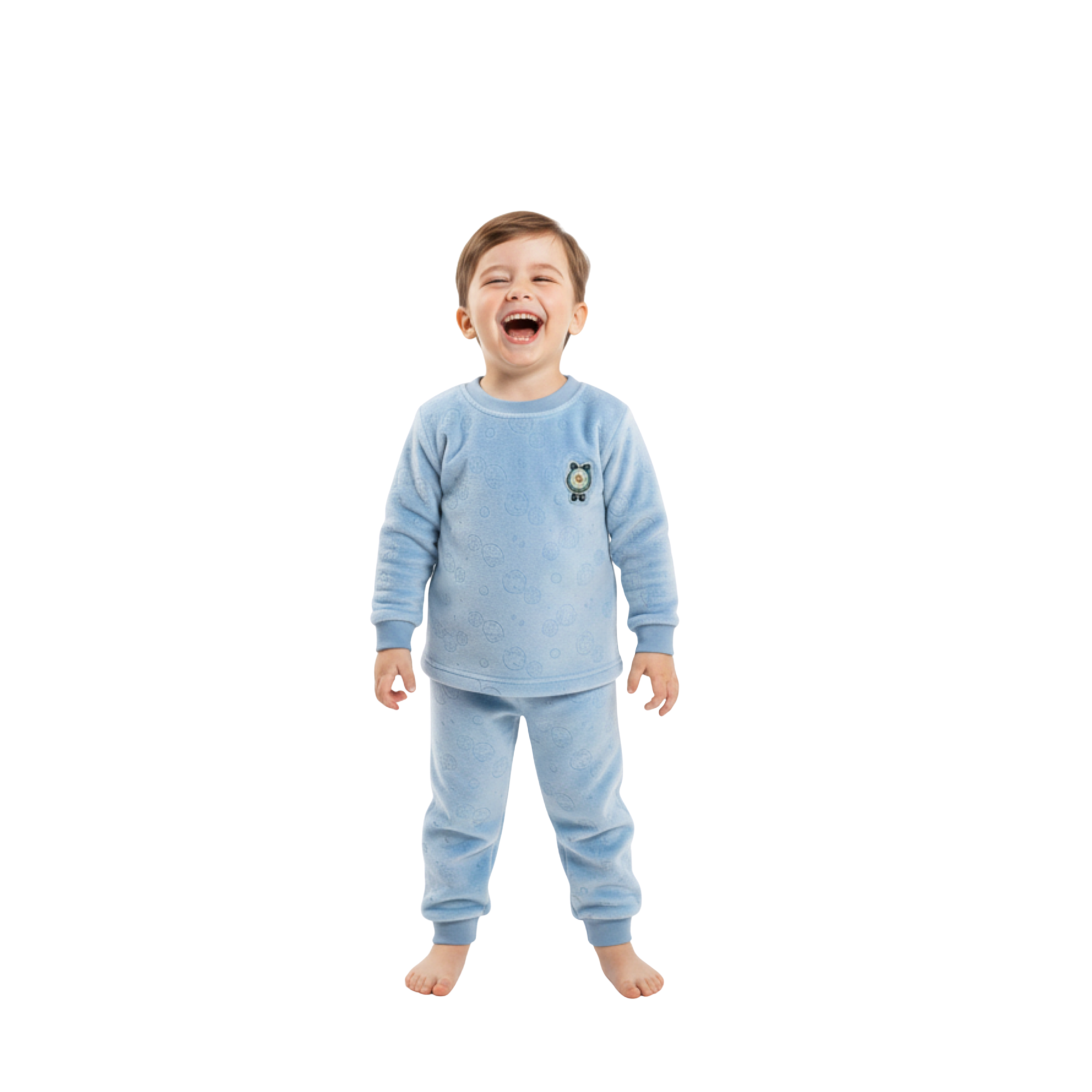 Toddler Cozy Long-Sleeve Lounge Set with Soft Pattern Details