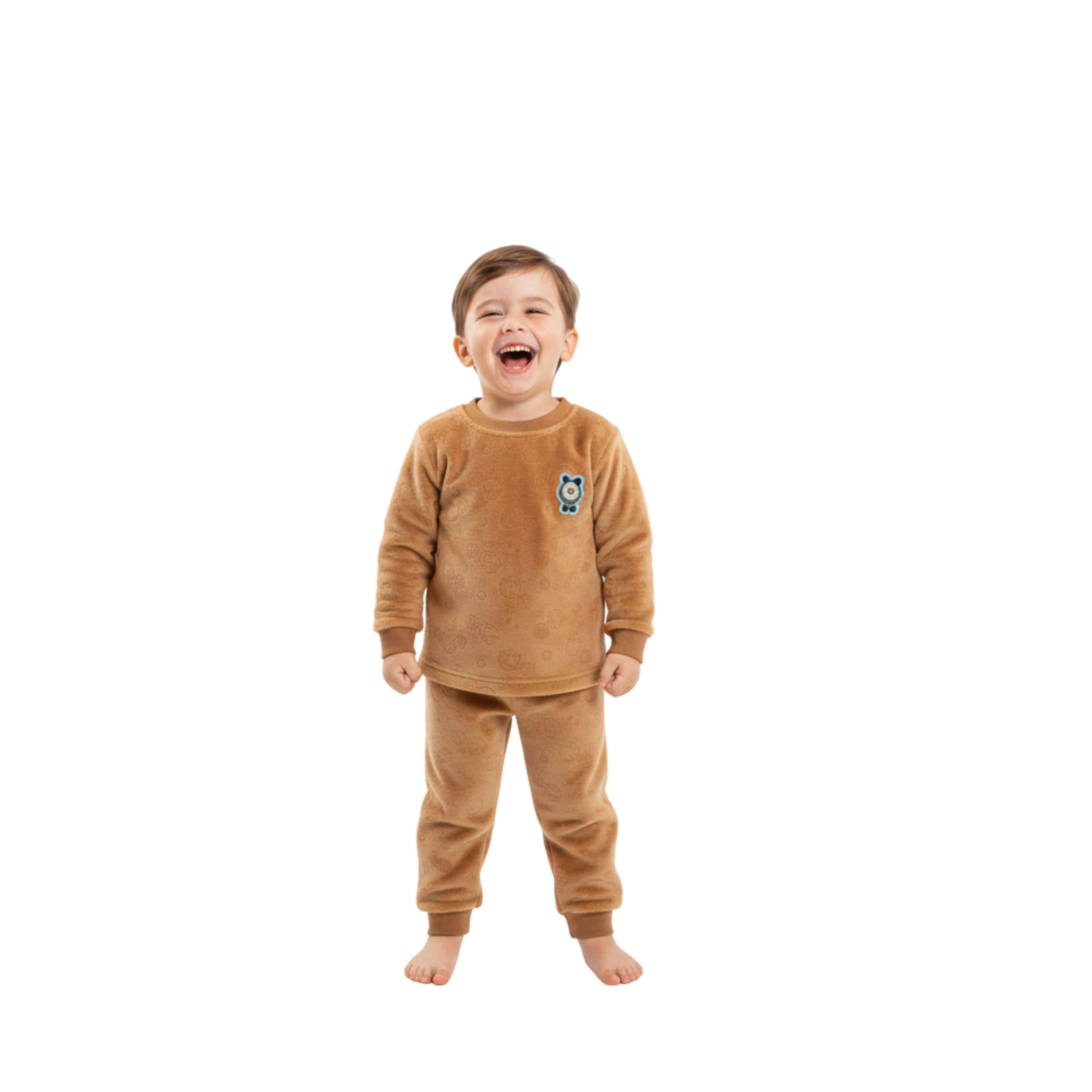 Toddler Cozy Long-Sleeve Lounge Set with Soft Pattern Details