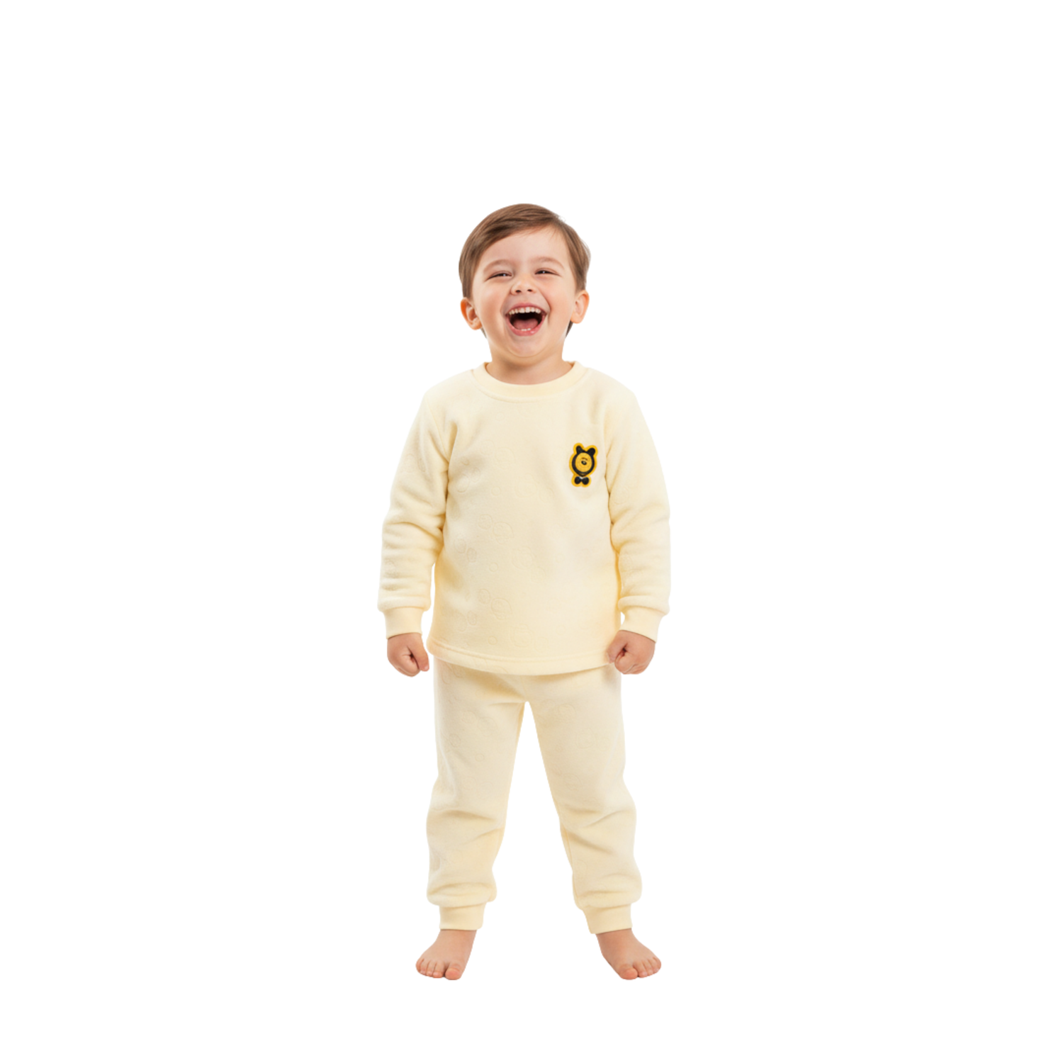 Toddler Cozy Long-Sleeve Lounge Set with Soft Pattern Details