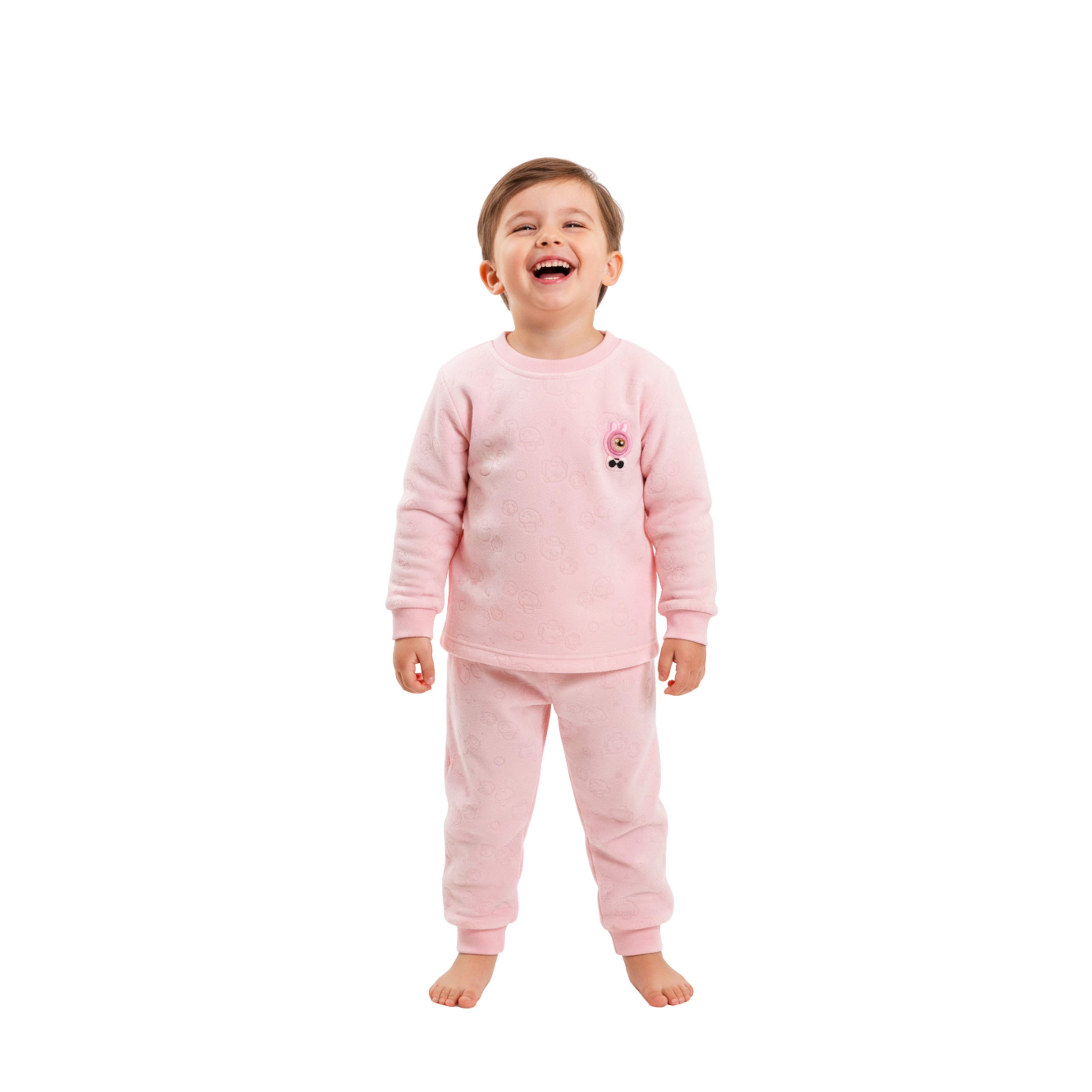 Toddler Cozy Long-Sleeve Lounge Set with Soft Pattern Details