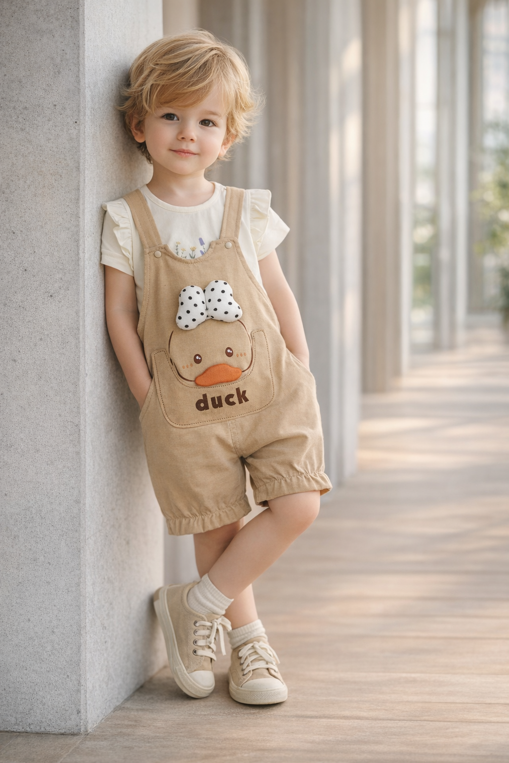 Baby Girls Cotton Dungaree Romper Set with T-Shirt | Soft Comfortable Toddler Outfit | Casual Everyday Wear for Kids-TLB2901