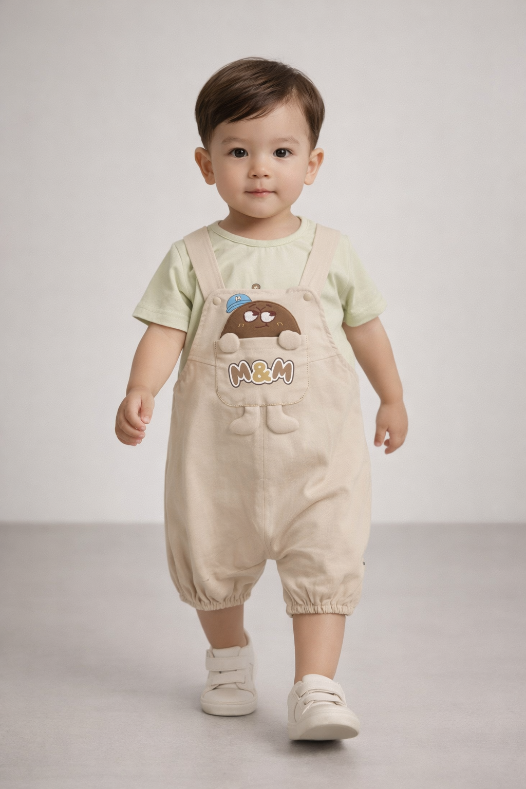 Baby Boys &amp; Girls Cute Cartoon Applique Dungaree Set with T-Shirt-TLB2903
