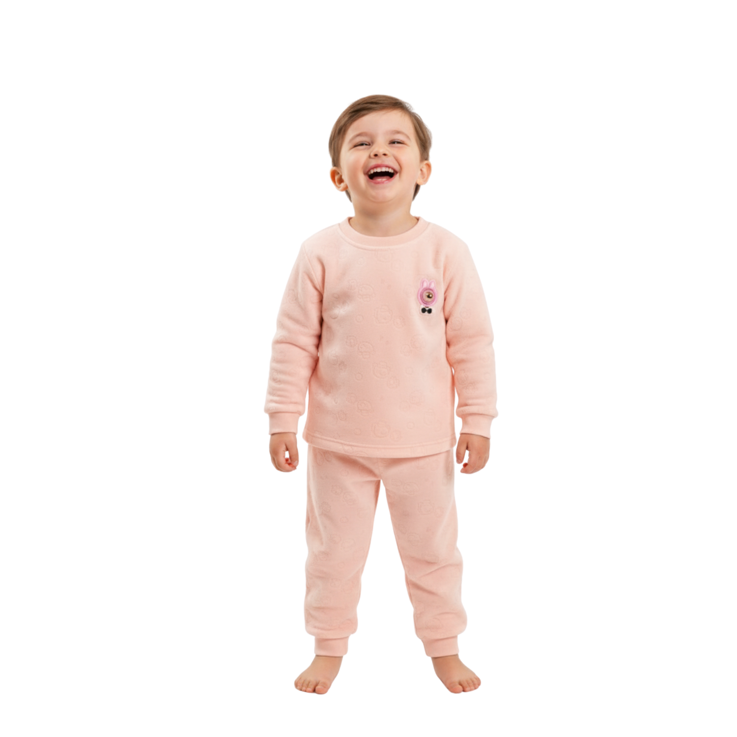 Toddler Cozy Long-Sleeve Lounge Set with Soft Pattern Details