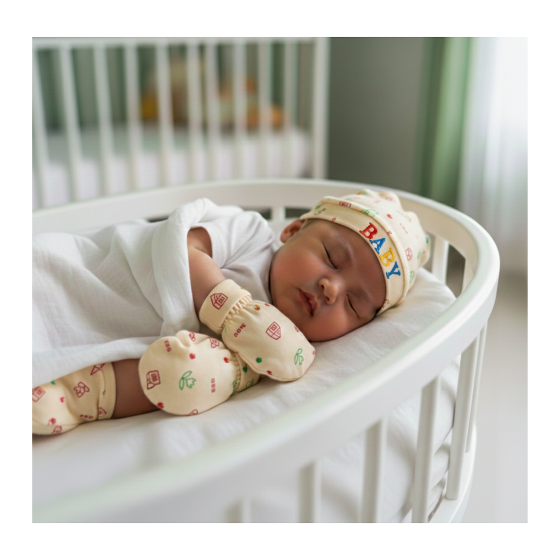 Soft Cap, Mitten, and Bootie Set