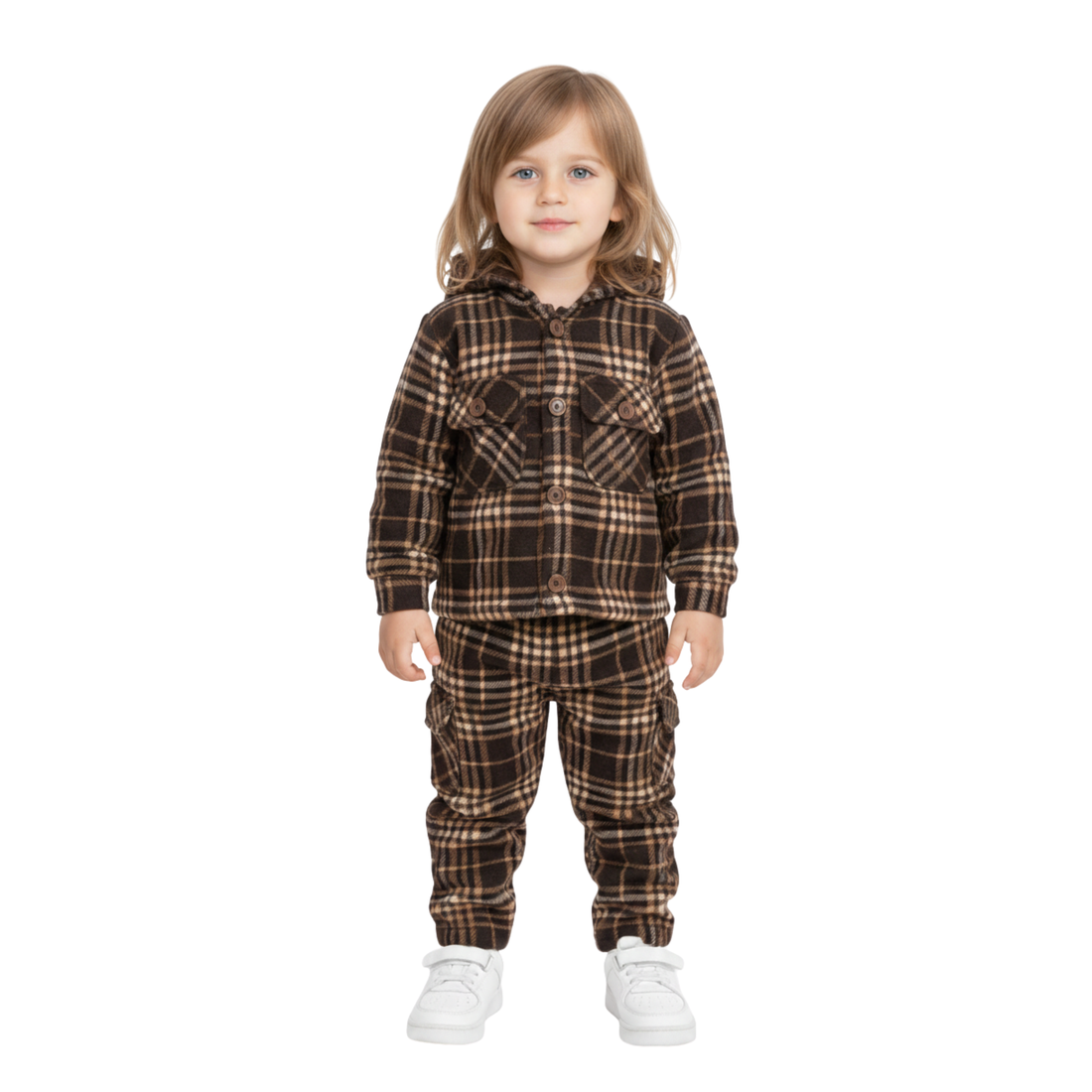 Premium Jacquard Check Hooded Utility Set