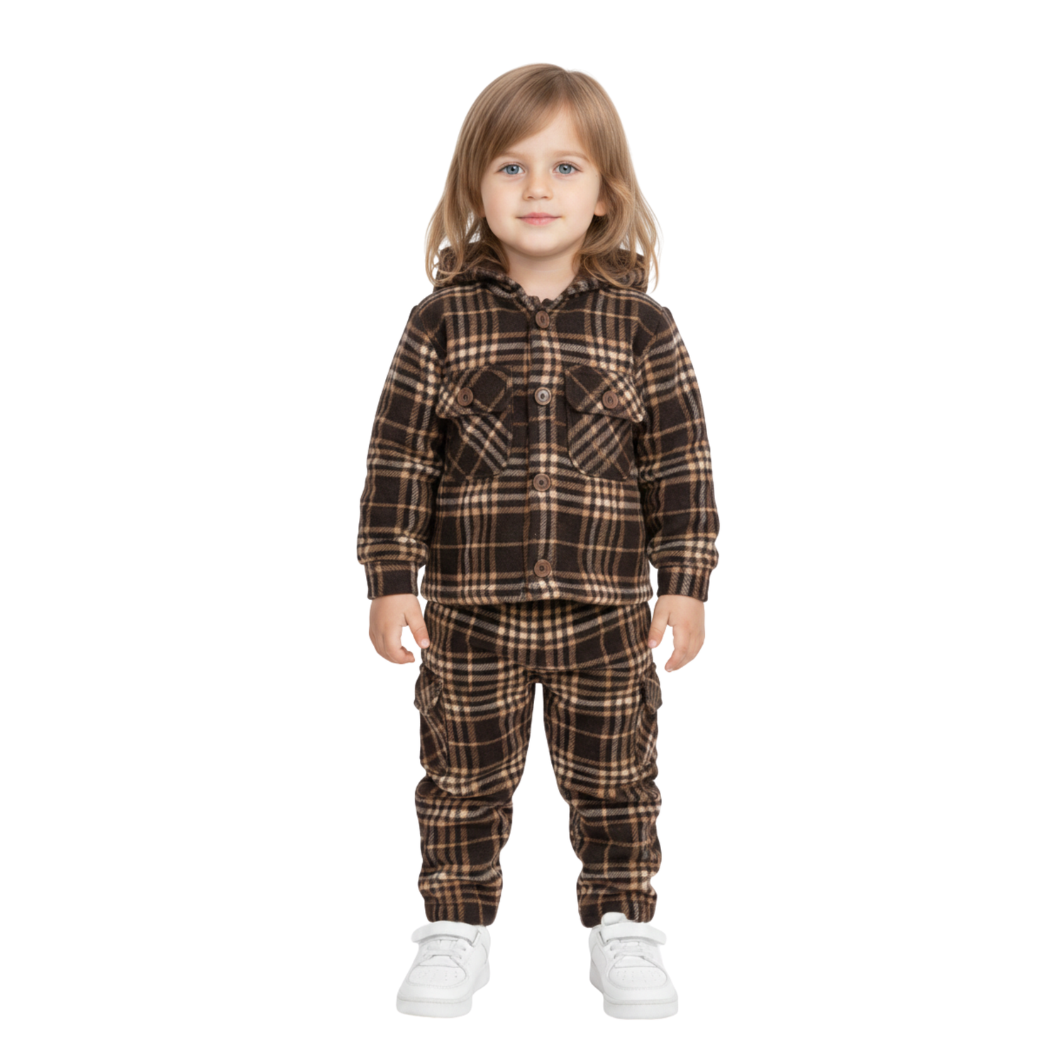 Premium Jacquard Check Hooded Utility Set