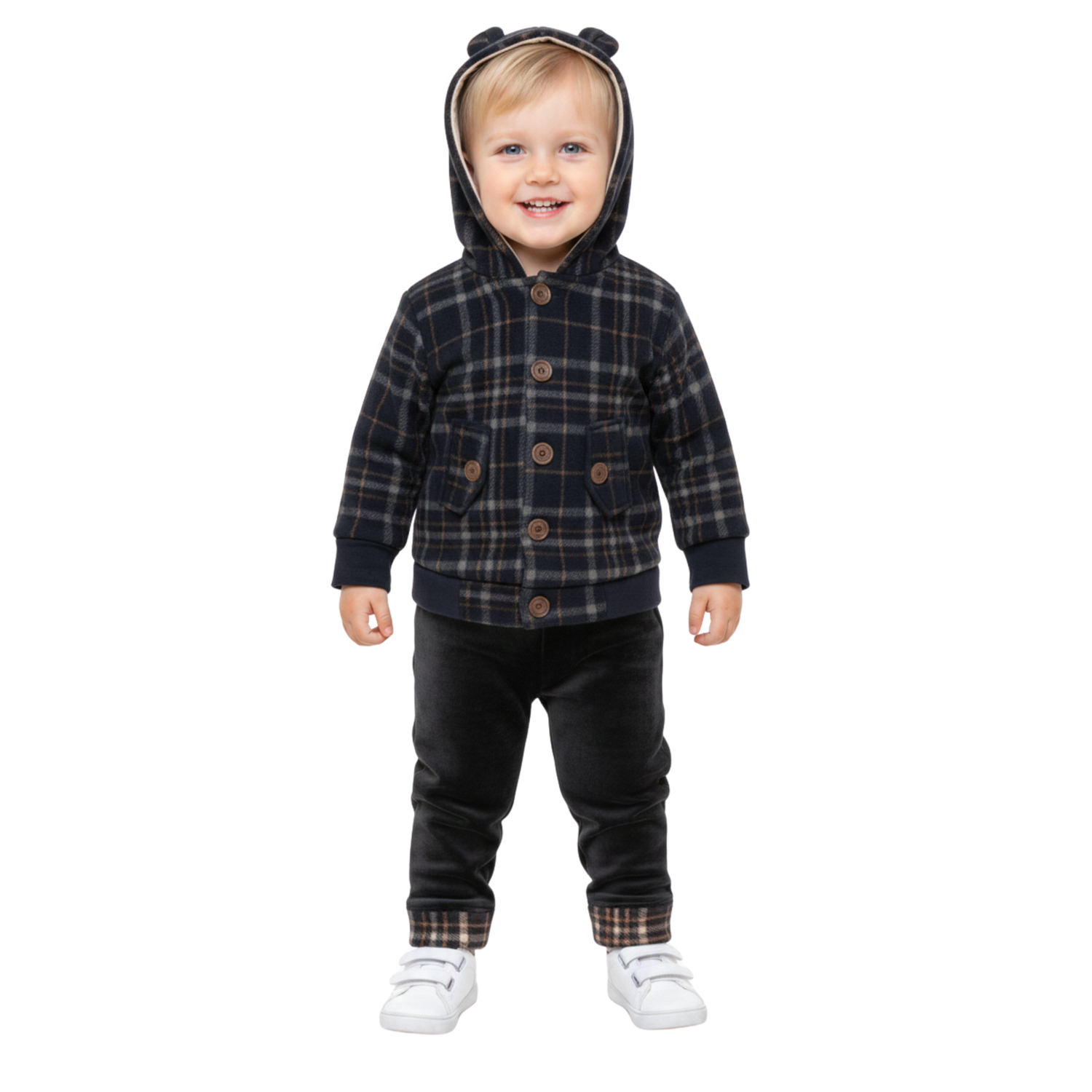 Jacquard Check Bonding Hoodie Set