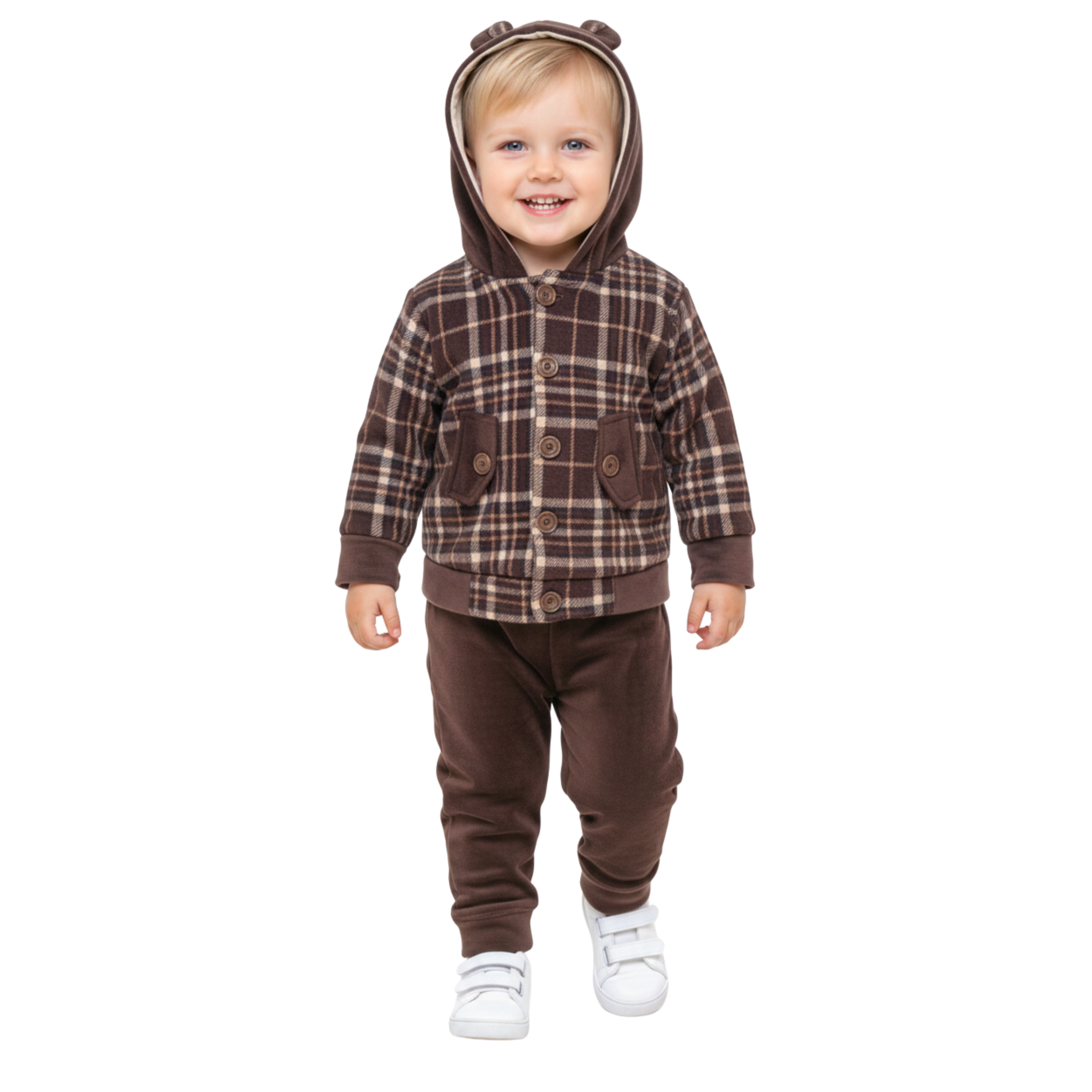 Jacquard Check Bonding Hoodie Set