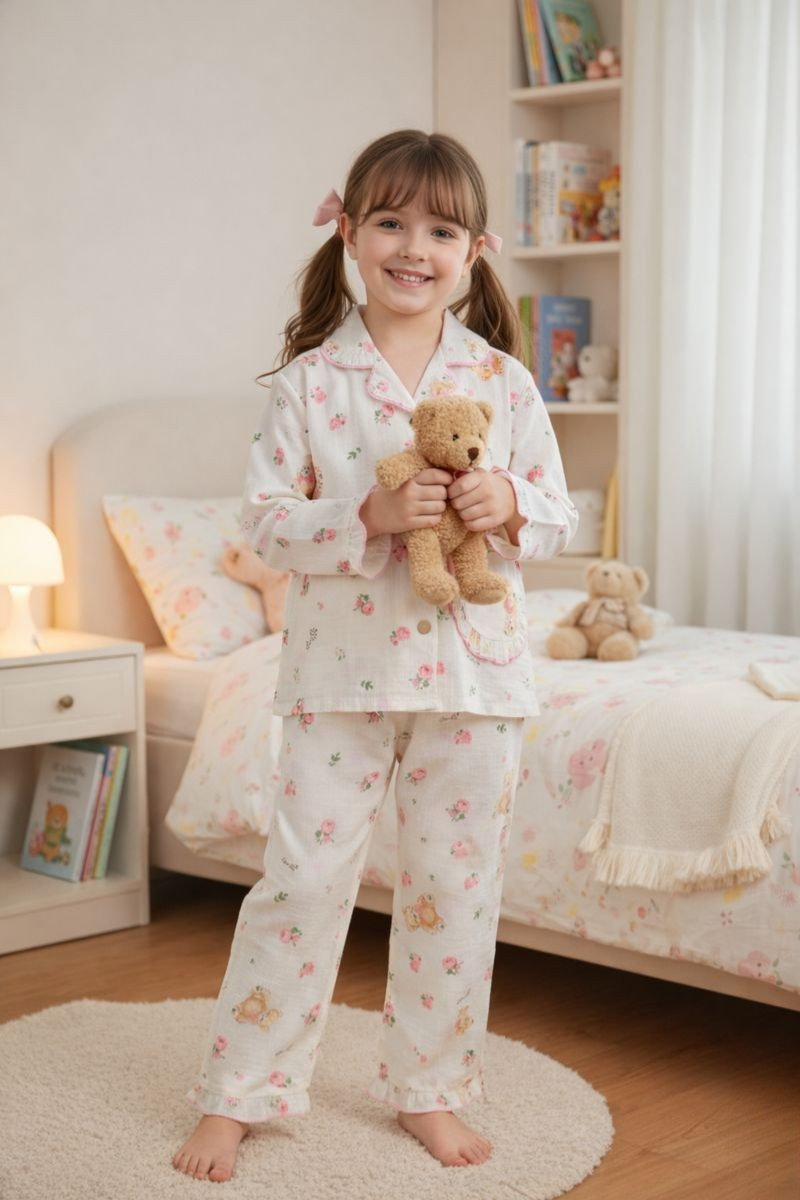 Kids Printed Long-Sleeve Nightsuit Set