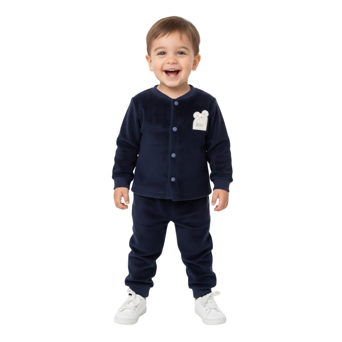 Button-Front Brushing Jogger Set