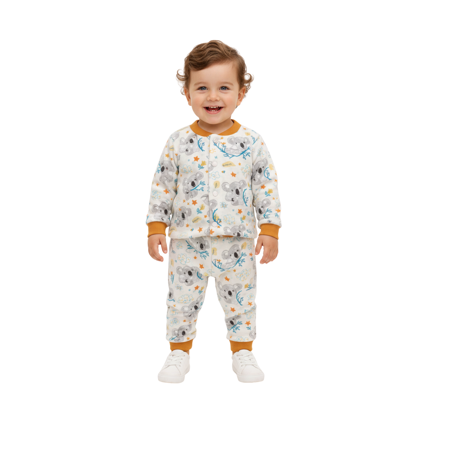 Printed Brushing Button-Front Apparel Set